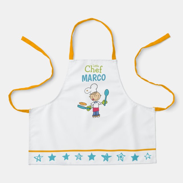 Delantal Personalized Kids Pancake Chef Apron With Stars (Anverso)