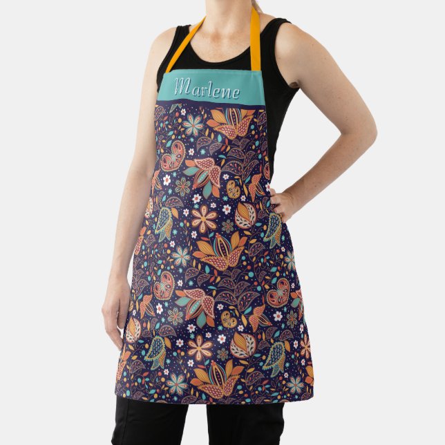 Delantal Personalized Modern Floral Apron (in situ)