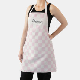 Delantal Personalized Modern Pink Checkered Pattern