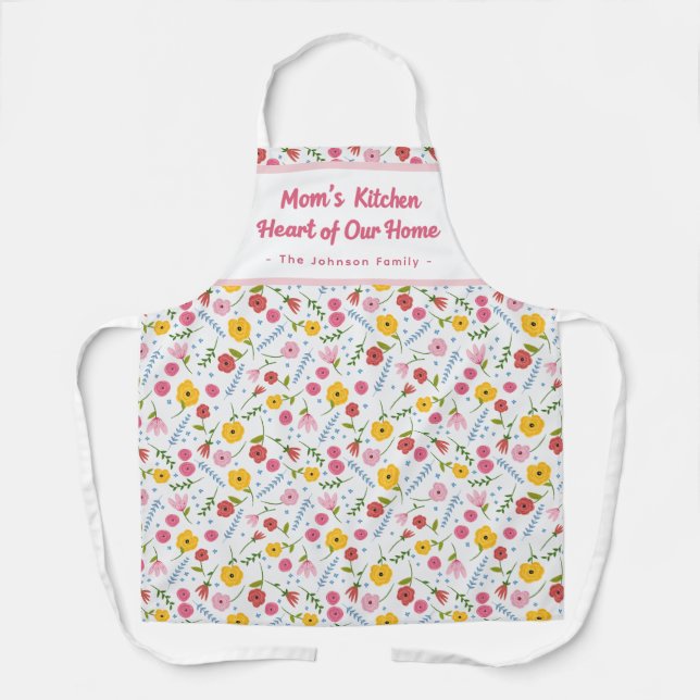 Delantal Personalized Mom’s Kitchen Floral Apron Gift (Anverso)