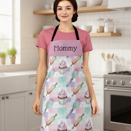 Delantal Personalized Mommy Adult Apron Pastel Cupcake Crew