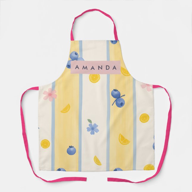 Delantal Personalized Pastel Blueberry & Lemon Pattern (Anverso)