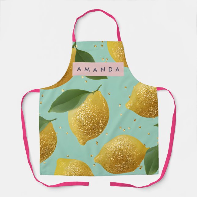 Delantal Personalized Pastel Glitter Lemon Style (Anverso)