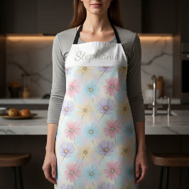 Delantal Personalized Pastel Watercolor Bloom