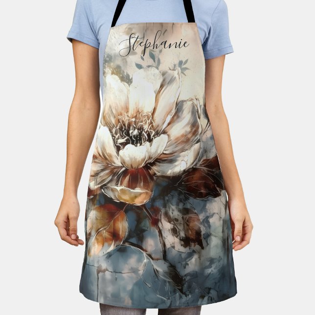 Delantal Personalized Peony Watercolor Bloom (Subido por el creador)