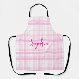 Delantal Personalized Pink Plaid Apron   with Name 