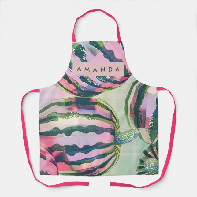 Delantal Personalized Playful Watermelon Stripe  (Anverso)