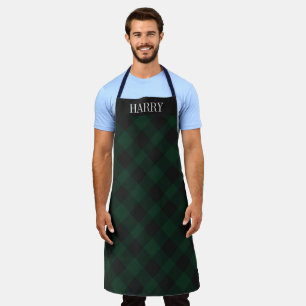 Delantal Personalized red and black plaid tartan party