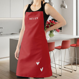 Delantal Personalized Red Kitchen Apron - Modern