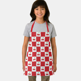 Delantal Personalized Retro Red Cherry & Gingham Checkered 