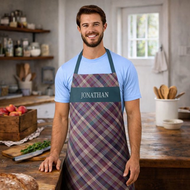 Delantal Personalized Rustic Plaid Tartan Cooking Grilling (Subido por el creador)