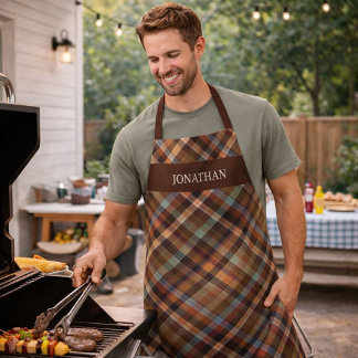 Delantal Personalized Rustic Tartan Plaid Cooking Grilling