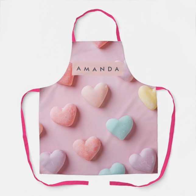 Delantal Personalized Soft Pastel Candy Heart (Anverso)