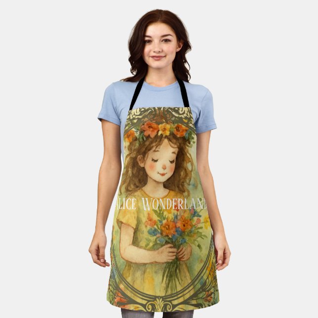 Delantal Personalized template retro painting artwork Alice (Gastado)