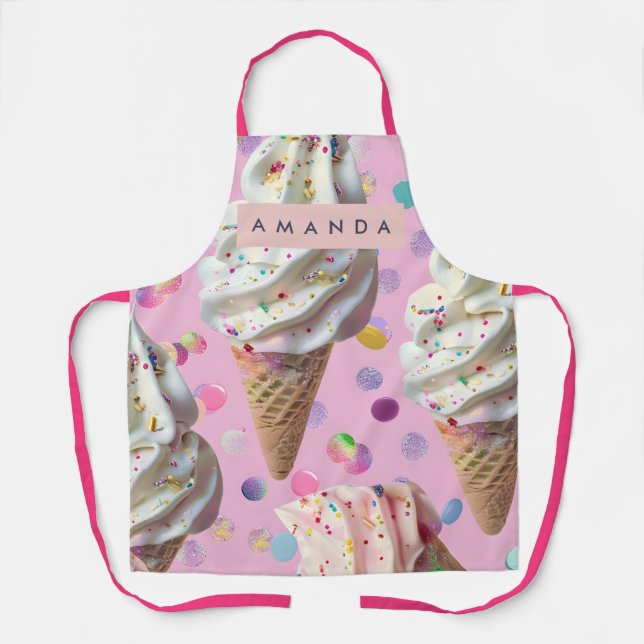 Delantal Personalized  Whimsical Pastel Ice Cream Dream  (Anverso)