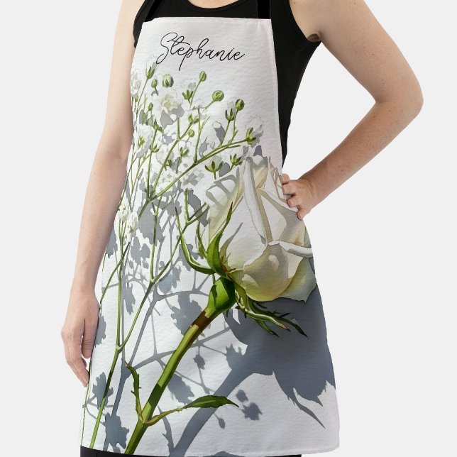 Delantal Personalized White Rose Baby's Breath (Subido por el creador)