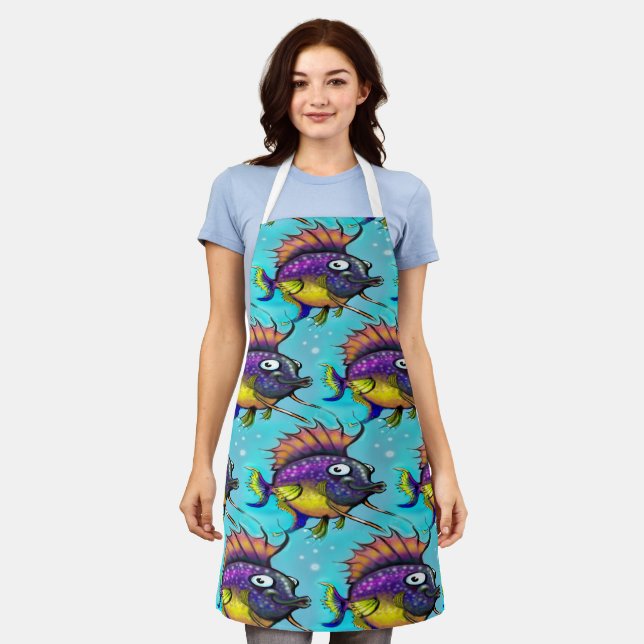 Delantal Pescado arco iris (Gastado)