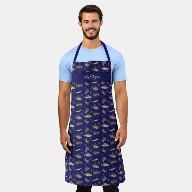 Delantal Pescado de concha vuela pescadores Apron personali (Gastado)