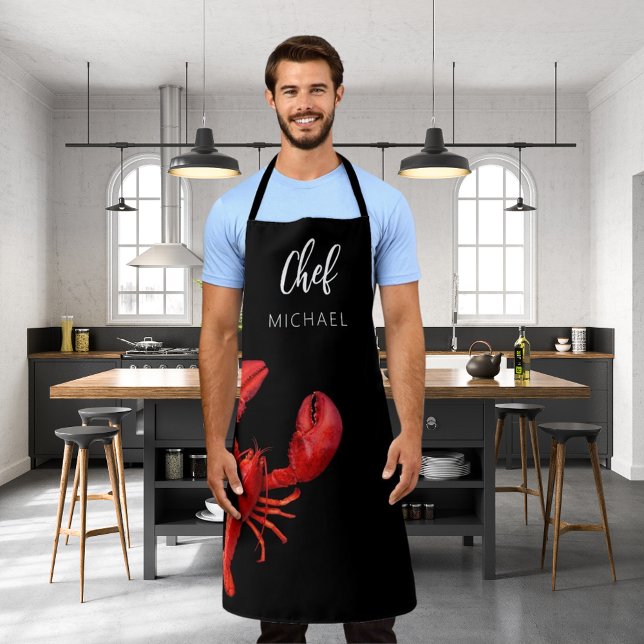 Delantal Pescado de langosta rojo hierve fiesta cocinero (Subido por el creador)