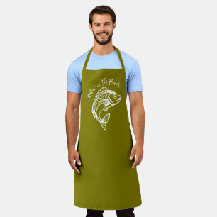 Delantal Pescado-elin' en el verde sabor-oliva