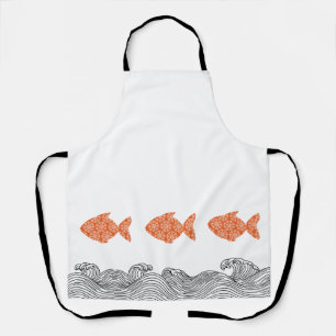 Delantal Pescado y olas costeras
