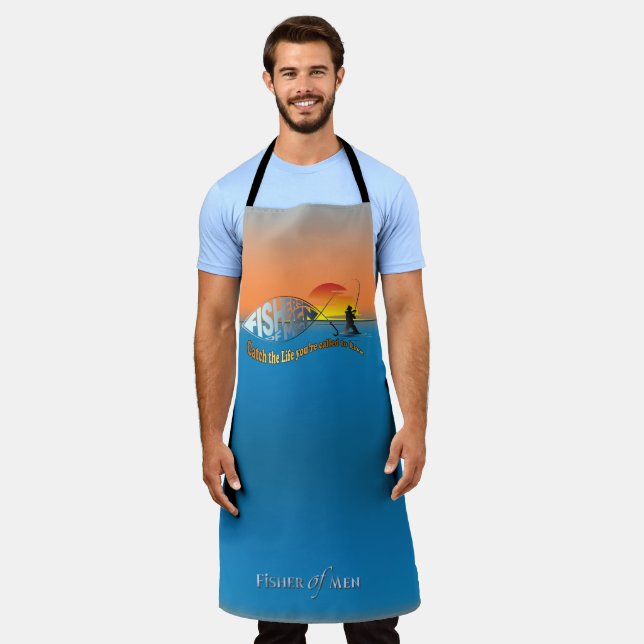 Delantal Pescador de hombres | Apron de impresión general,  (Gastado)
