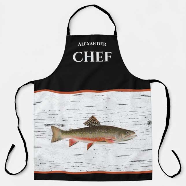 Delantal Pescador de la trucha de almibarda rustica Apron (Anverso)