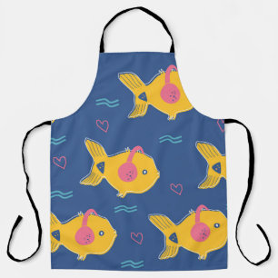 Delantal Pescados musicales: Patrón Personalizado Vintage.