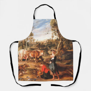 Delantal Peter Paul Rubens Milkmaids con ganado en tierra