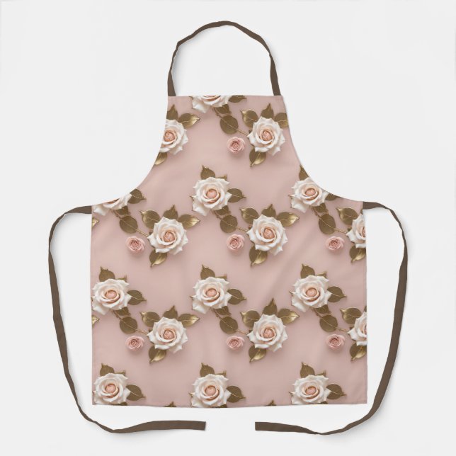 Delantal Petite Roses In Shades Of Ivory And Gold (Anverso)