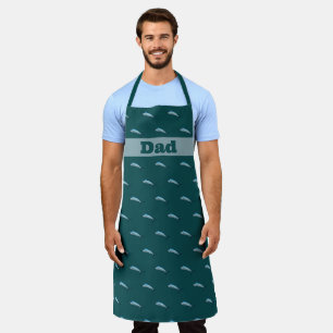 Delantal Pez Espada Pequeño Patrón Profundo Azul Verde Chef