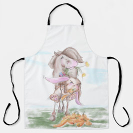Delantal Pferde Kochschürtze Osterbild Pferd und Hase