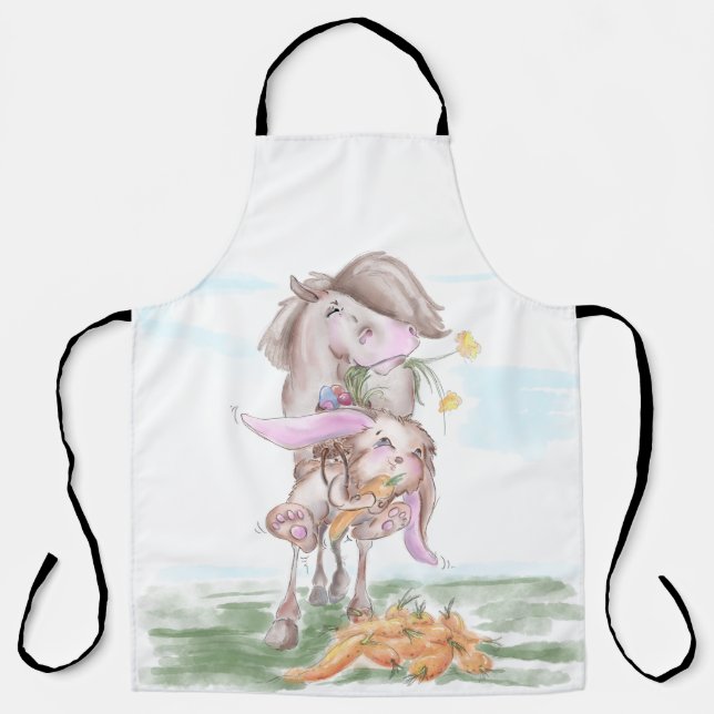 Delantal Pferde Kochschürtze Osterbild Pferd und Hase (Anverso)