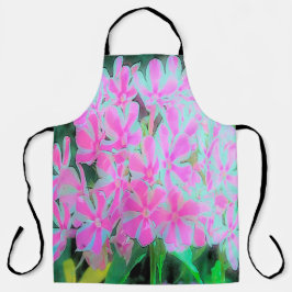 Delantal Phlox Jardín de menta blanca y rosa caliente