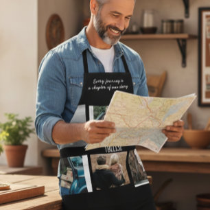 Delantal Photo Collage Travel Memory Black Cooking Apron