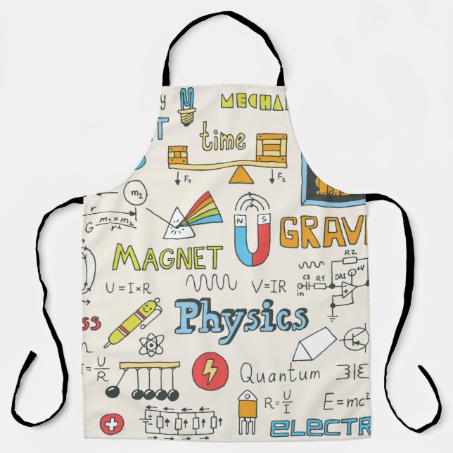 Delantal Physics. Hand drawn. Vintage illustration.  (Anverso)