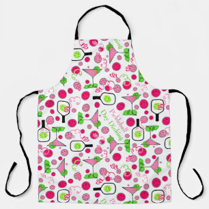 Delantal Pickleball Day Dinking Cosmo Coctail Pink Green
