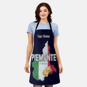Delantal Piedmont Italia Retro Región Mapa Pasta de cosecha