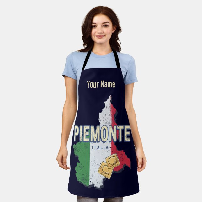 Delantal Piedmont Italia Retro Región Mapa Pasta de cosecha (Gastado)