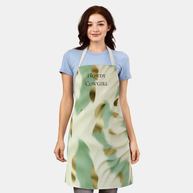 Delantal Piel de vaca Mint Green Cream Gold (Gastado)