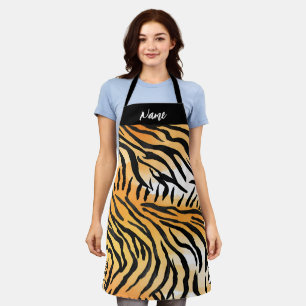 Delantal Pieles modernas de tigre a rayas Imprimir nombre f