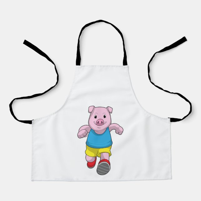 Delantal Pig como corredora en ejecución (Anverso)
