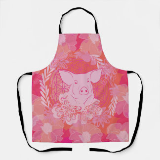Delantal pig,flower of life, blue, mandala,zen,chakra,patt