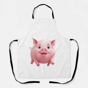 Delantal Pig Happy Playful Fun Saltando En El Aire Alegre