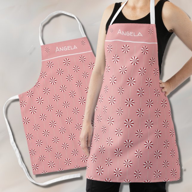 Delantal Pimentadora Lollipop Pattern Apron rosado con nomb (Subido por el creador)