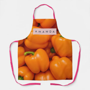 Delantal Pimiento Naranja Dulce Vibrante Personalizado