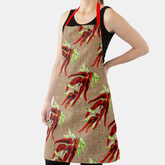 Delantal pimientos chile en burlap look All-Over Print Apro (in situ)