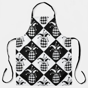 Delantal Piña estilizada. Gorra y rhombus Harlequin. Mar