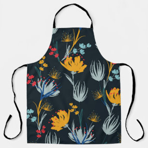 Delantal Pincel floral de contraste: negro sin foco