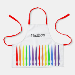 Delantal Pinceles de arcoiris y tu nombre en un niño